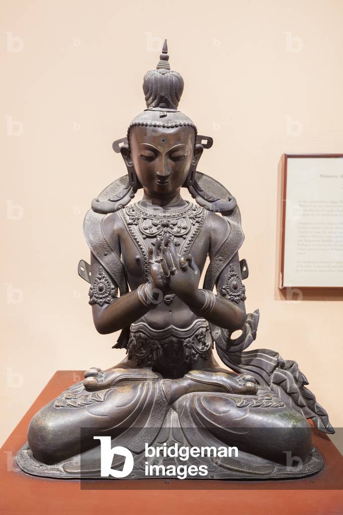 Maitreya, the Buddha to come, Nepal (copper repousse, bronze)