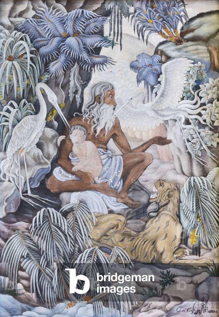 Durma and the hermit, c.1960 (watercolour on canvas)
