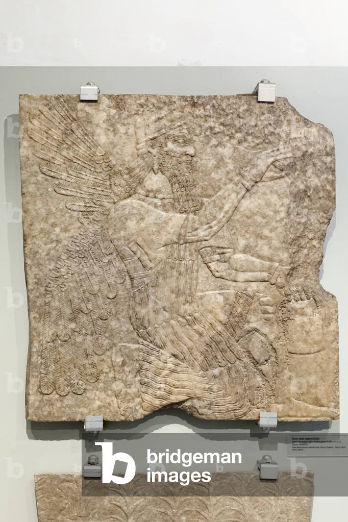 Kneeling winged deity, Neo Assyrian Empire, reign of Ashurnasirpal II (alabastrine limestone)
