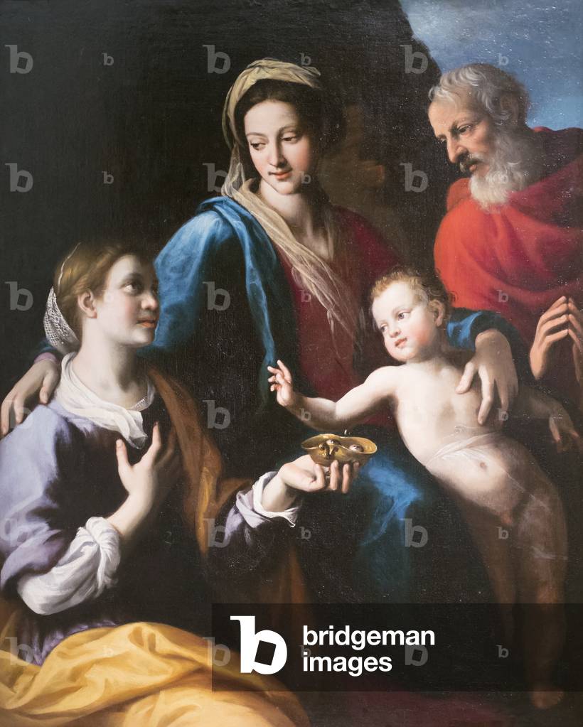 Madonna with child, Saint Joseph and Saint Lucia, (oil on canvas)