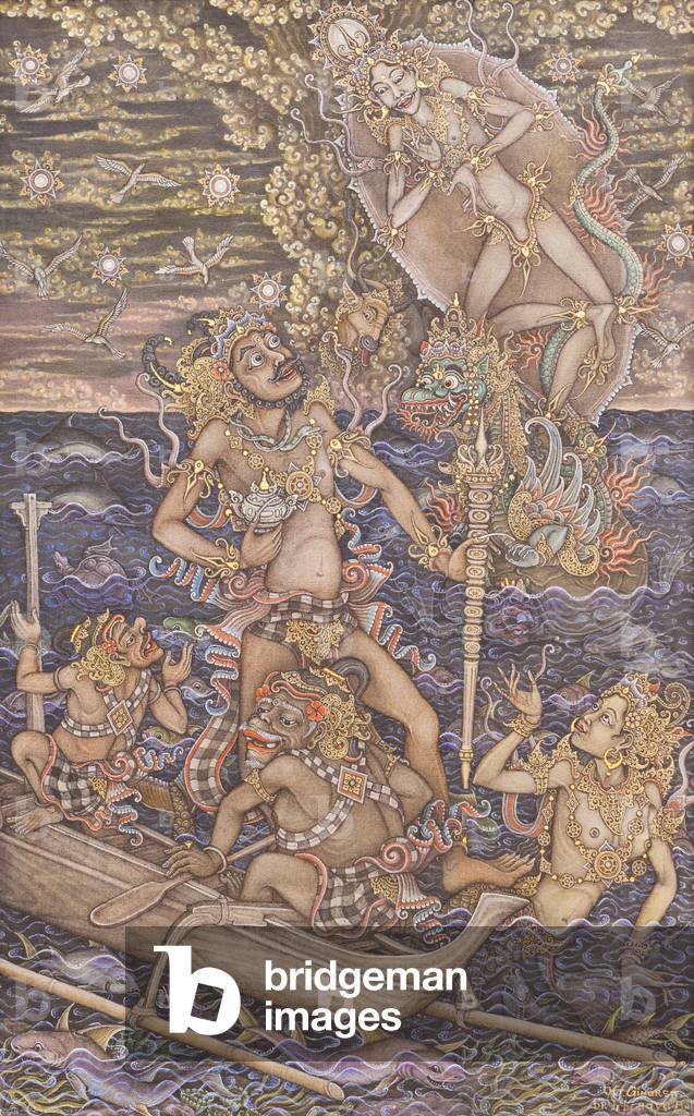 Bima find Amrita holy water, 2010 (acrylic on canvas)