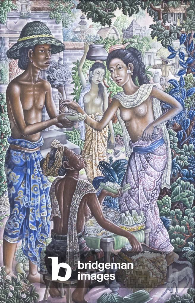 Food seller at the market, c. 1978 (acrylic on canvas)