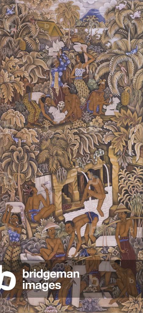 Cutting stone from the riverbank, 1946, (tempera on canvas)