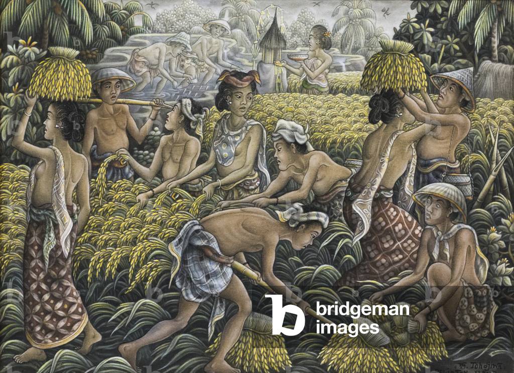 Harvesting rice (acrylic on canvas)