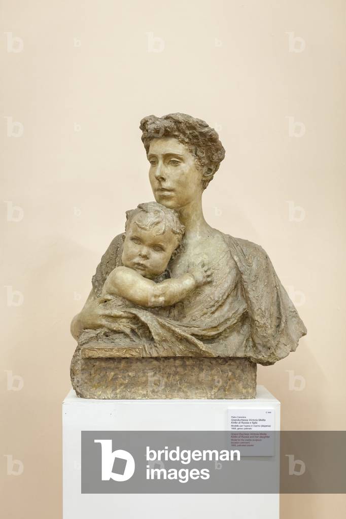 Grand Duchess Victoria Melita Kirillo of Russia and her daughter, 1908 (patinated plaster)