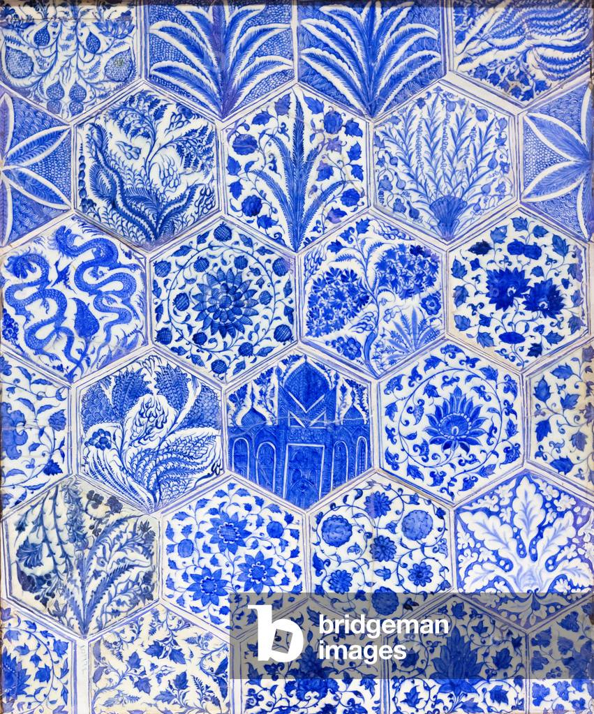 Ceramic tile painted under glaze, 15th century