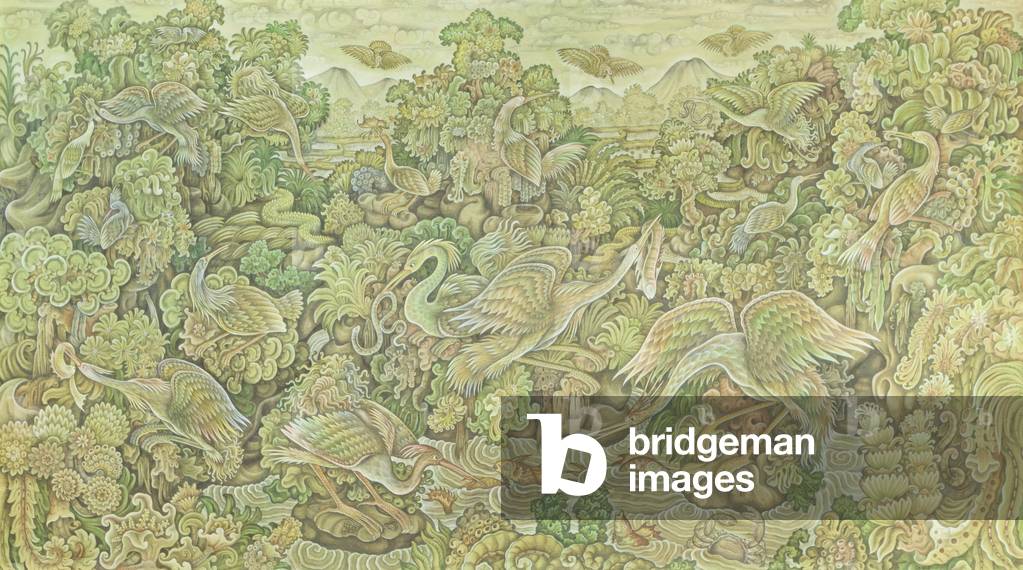 Herons (tempera and chinese ink on canvas)