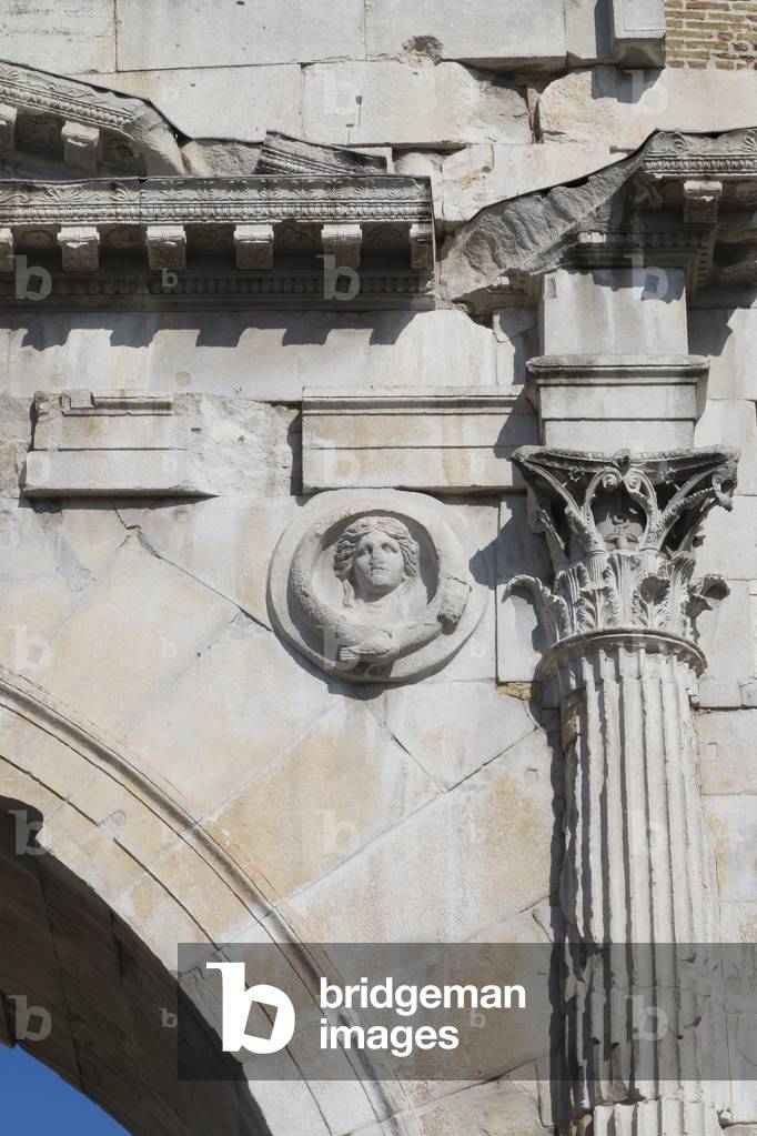 Image of Apollo on the arch of Augustus, Rimini, Italy