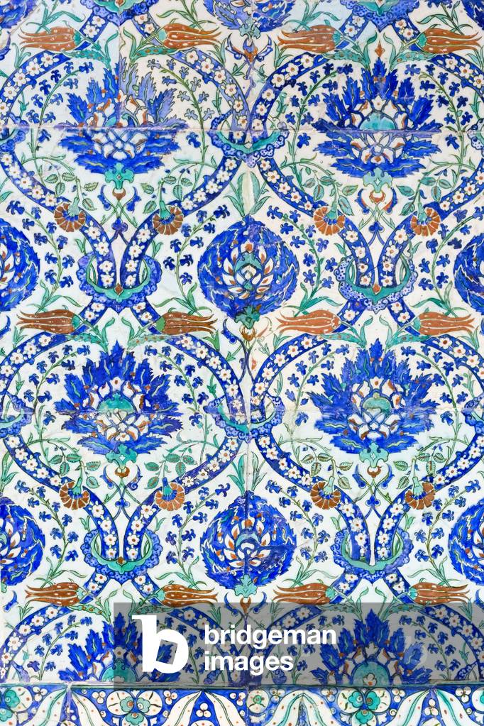 Ceramic tiles, decorated with floral design, 16th century