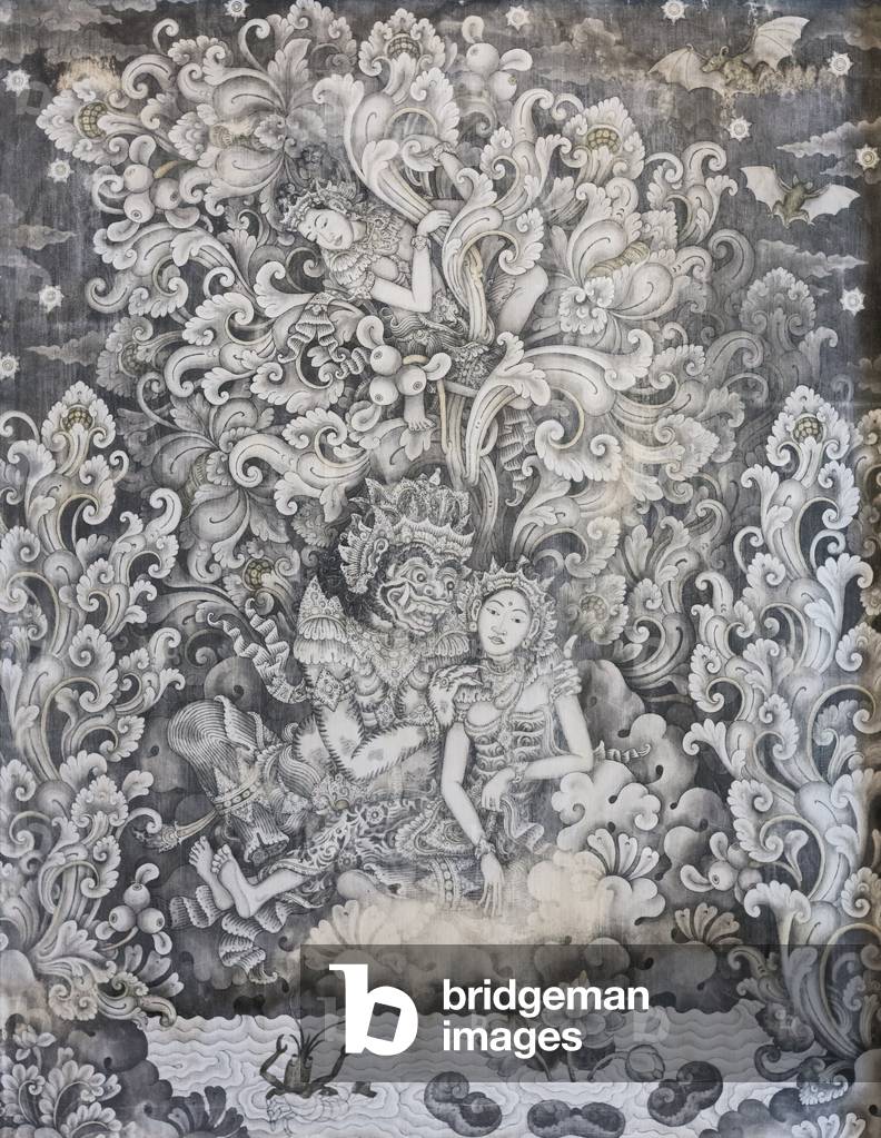 Arjuna sends Supraba to find Niwatakawaca's weakness, 1957 (wash technique on canvas)