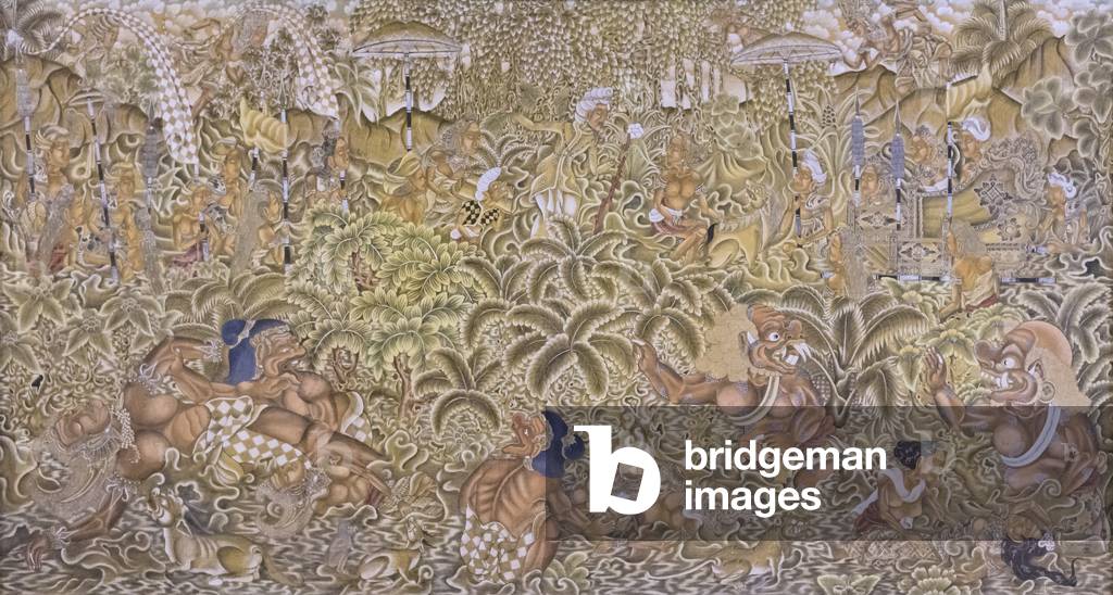 Yudhistira leaves for heaven with his faithful dog, 1973 (tempera on canvas)