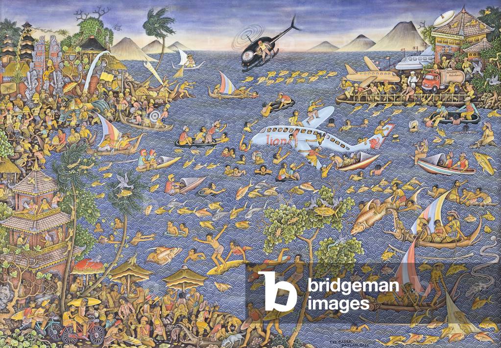 Lion Mengambang Riang (acrylic on canvas)