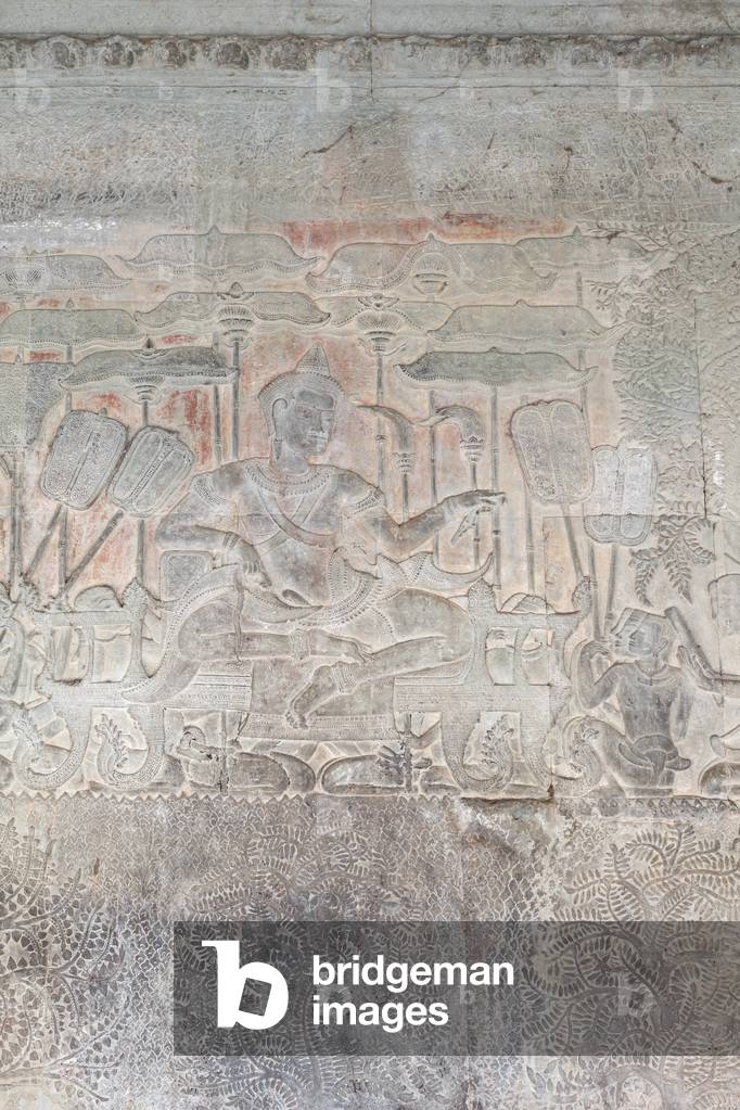 Bas reliefs on the southern gallery of Angkor wat, Cambodia