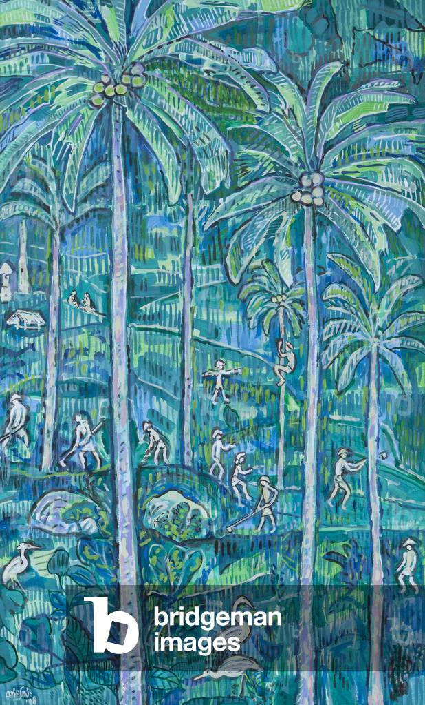 Farmers at work, 1998  (acrylic on canvas)