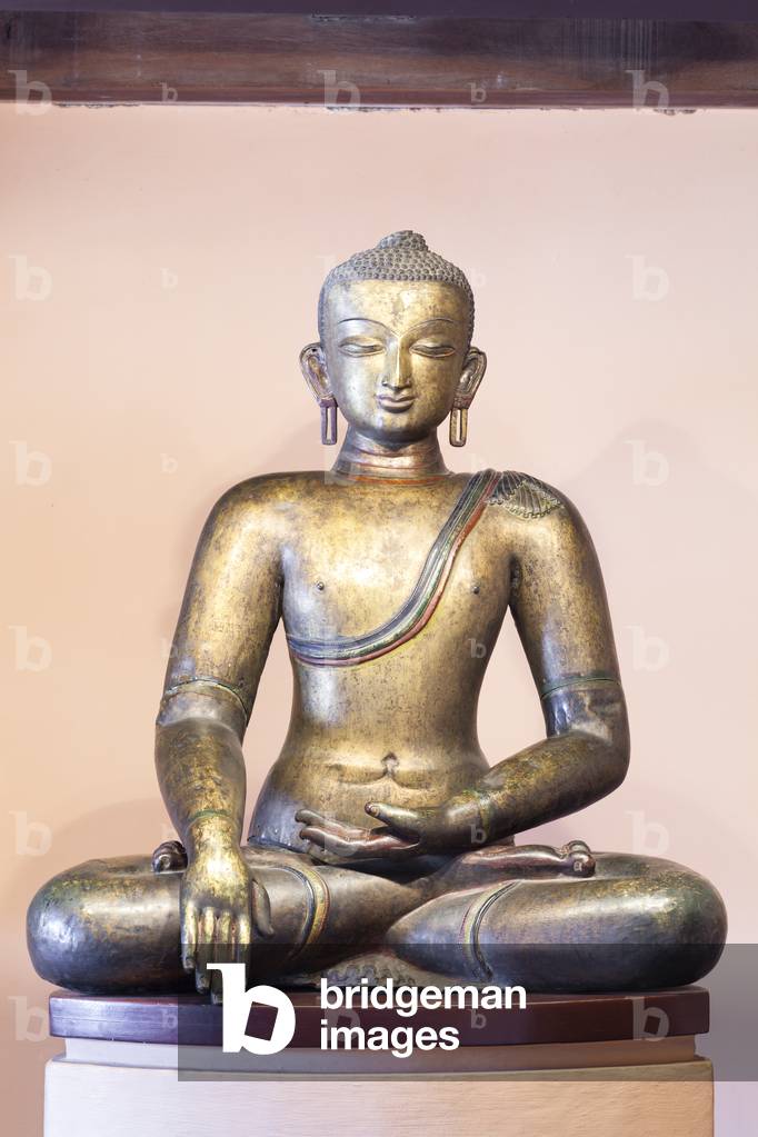 Shakyamuni Buddha, Nepal (copper, gilt and paint)