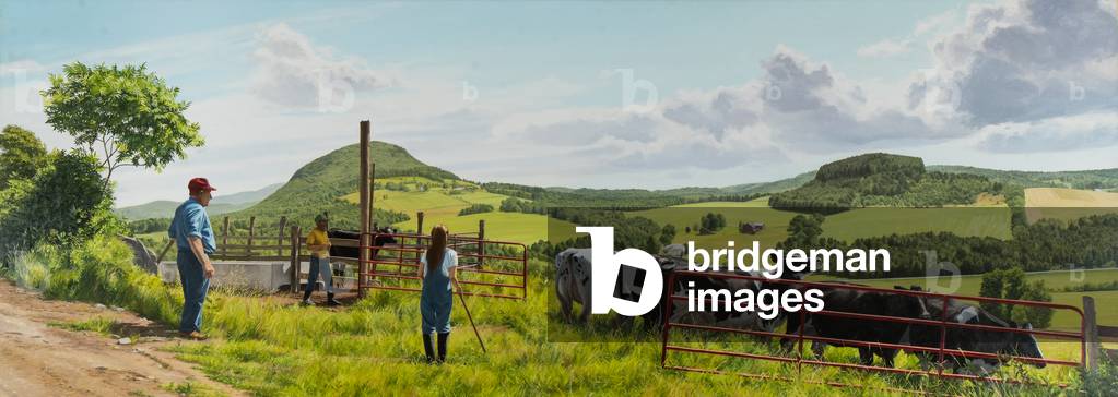 Freshening Cows, Peacham, Vermont, 1990 (oil on canvas)