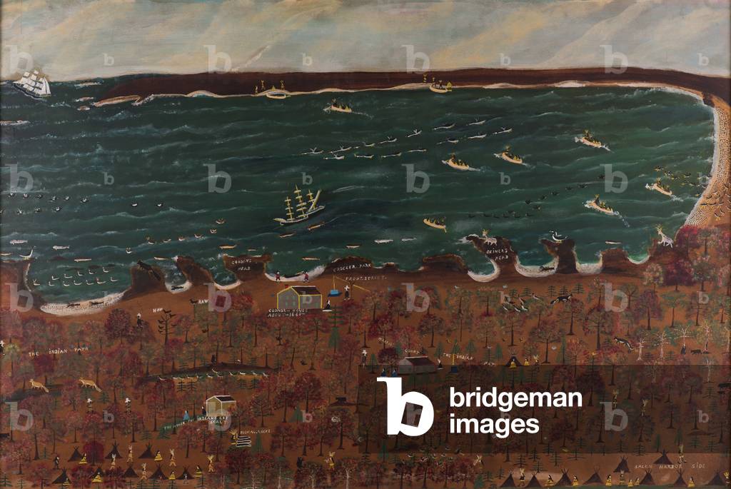 Indian Encampment at Marblehead, 1920-28 (oil on fiberboard)