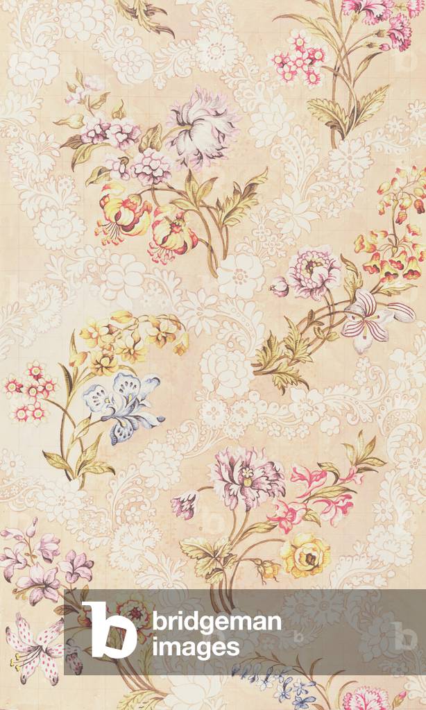 Floral design with peonies, lilies and roses for Spitalfields silk, by Anna Maria Garthwaite (1690-1763), 1744
