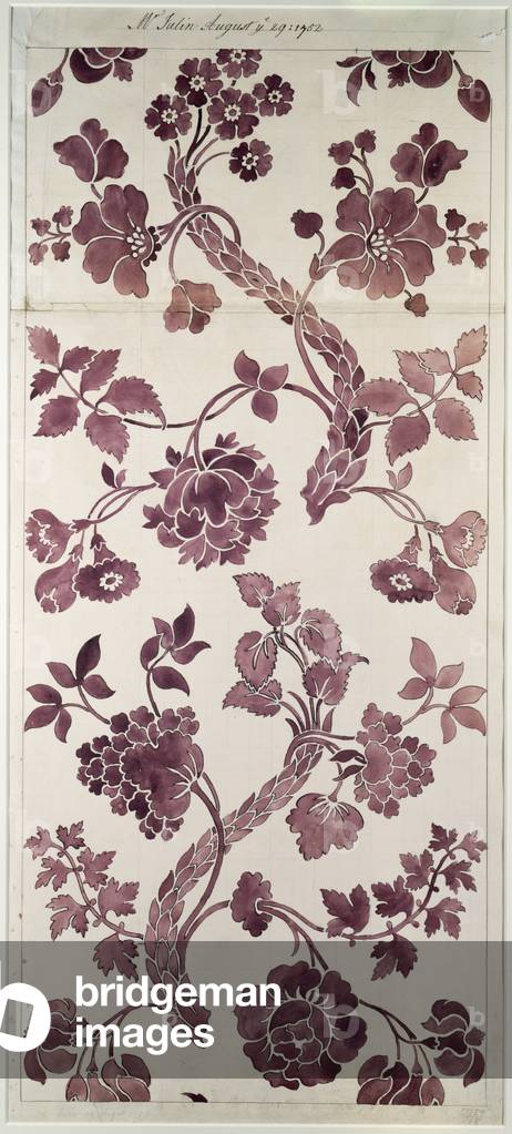 Design for a silk damask, 1752 (pencil and watercolour on paper)