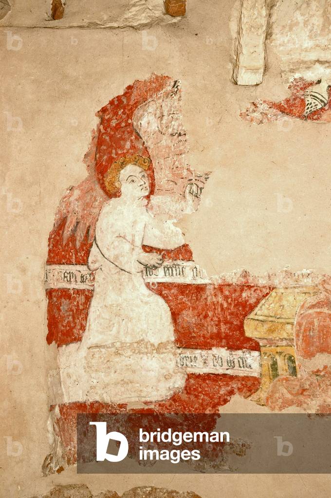 UK, Staffs, Lichfield Cathedral of St Mary & St Chad, Church of England, 13C, frescoes from original wall.