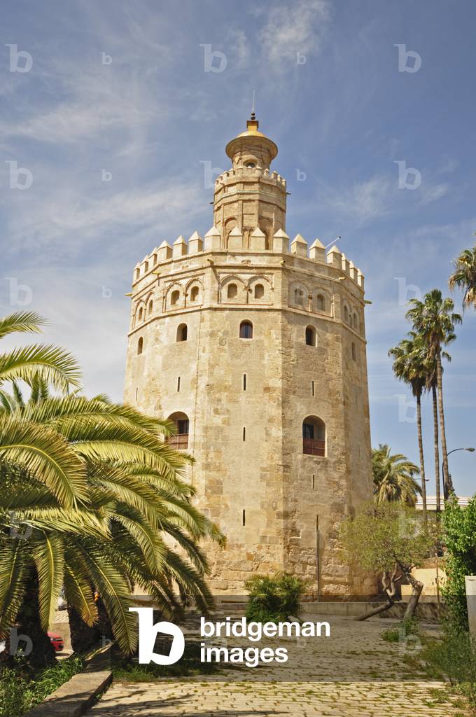 Europe, Spain, Seville, Torre del Oro, Golden Tower. 13th century.