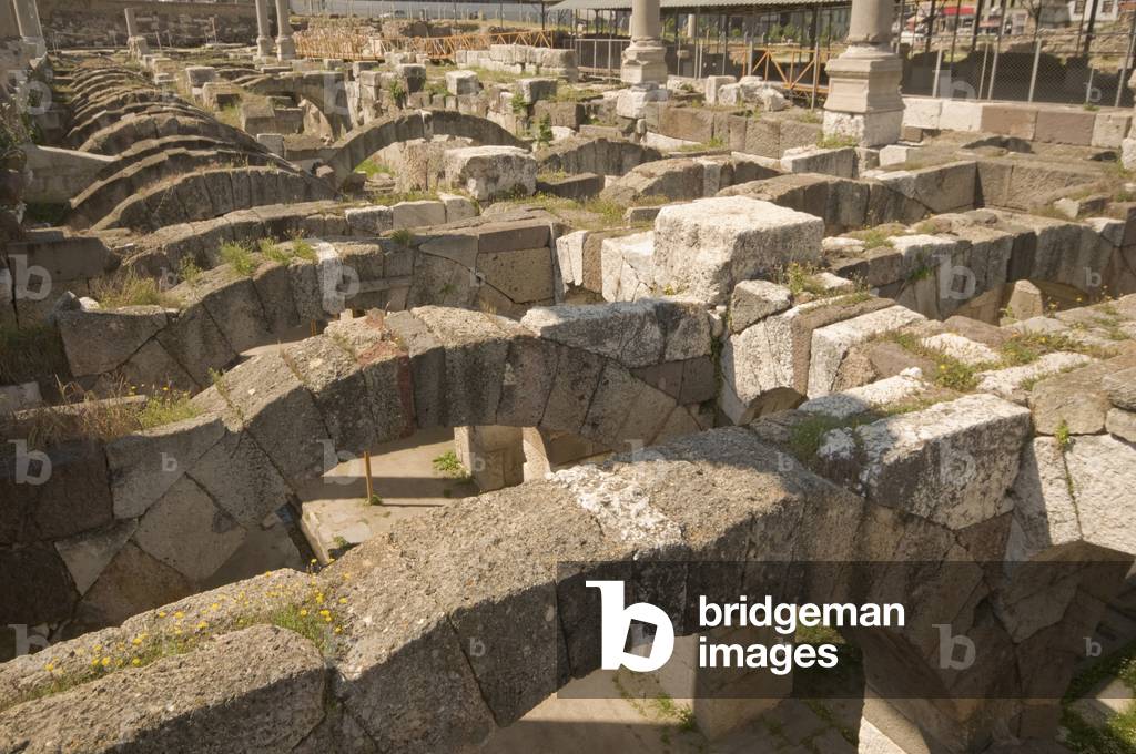 Asia, Turkey, Izmir, Agora (ancient city of Smyrna, 1st Century AD), arches on the West Portico above underground basilica