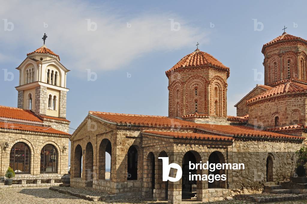 Orthodox Monastery of St Naum, with bell tower, Lake Ohrid, Macedonia, Europe