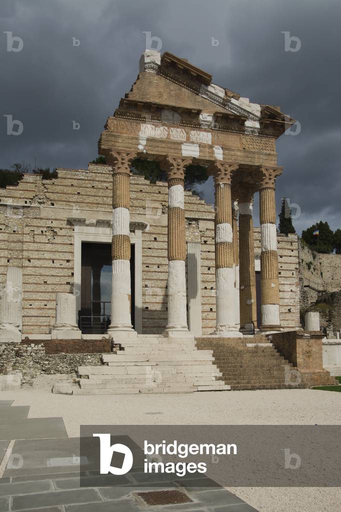 View of Il Capitolium, Roman Archaeological Park (Parco Archeologico di Brescia Roman), Brescia, Italy (photo)