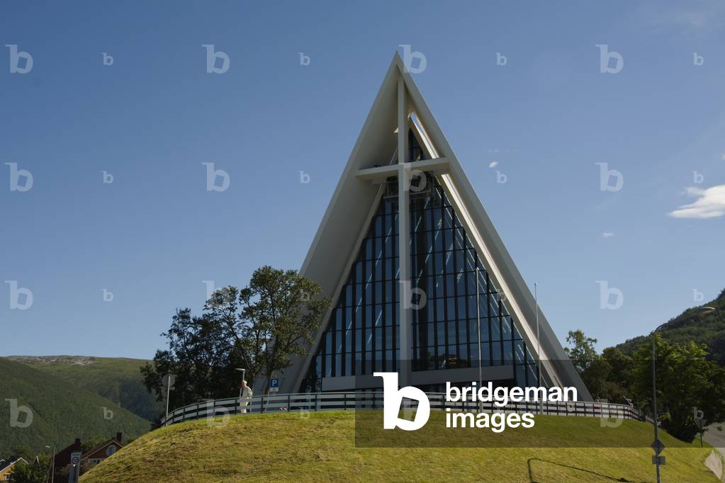 View of the Lutheran Arctic Cathedral, Tromso, Norway (photo)