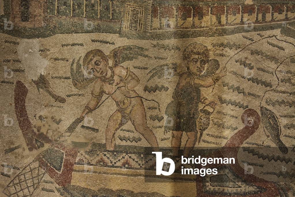 Semi Circular Portico, floor mosaic, Villa Romana del Casale, Piazza Armerina, Sicily, Italy (photo)