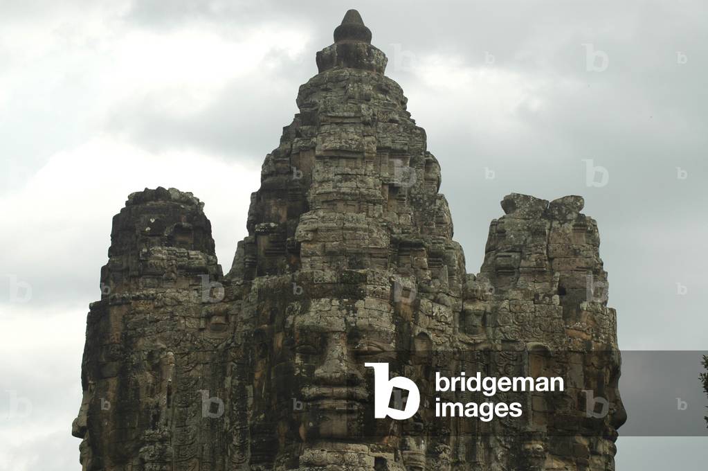 Head of Bodhisattva Avalokiteshvara, South Gate, Buddhist-Hindu, Angkor Thom, Siem Reap, Cambodia