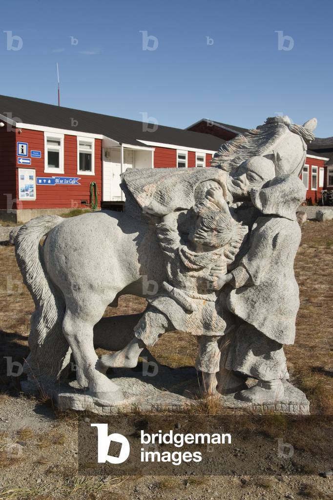 View of a statue of Eric the Red, Kujalleq Municipality, Narsarsuaq, Greenland (photo)