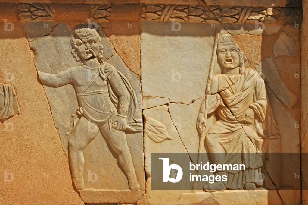 Bas-reliefs on the Proscenium of the Roman theatre, Sabratha, Libya, 2nd century AD