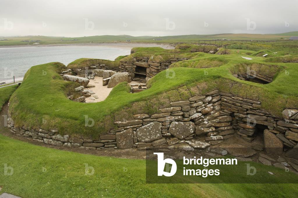 Skara Brae (Skerrabra Neolithic village 3200BC), Sandwick, Orkney, Scotland (photo)