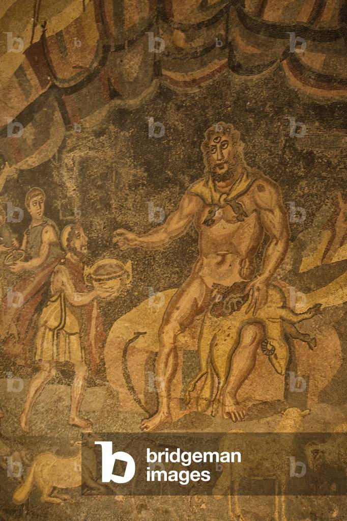 Cyclops floor mosaic, Villa Romana del Casale, Piazza Armerina, Sicily, Italy (photo)