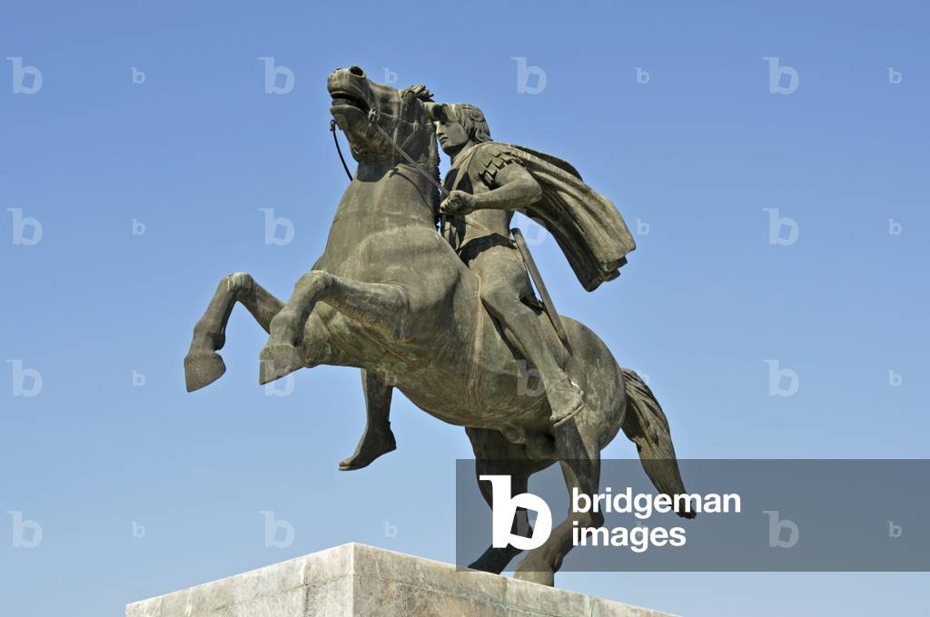 Greece, Thessaloniki, Alexander the Great monument on the waterfront, Alexander on horseback