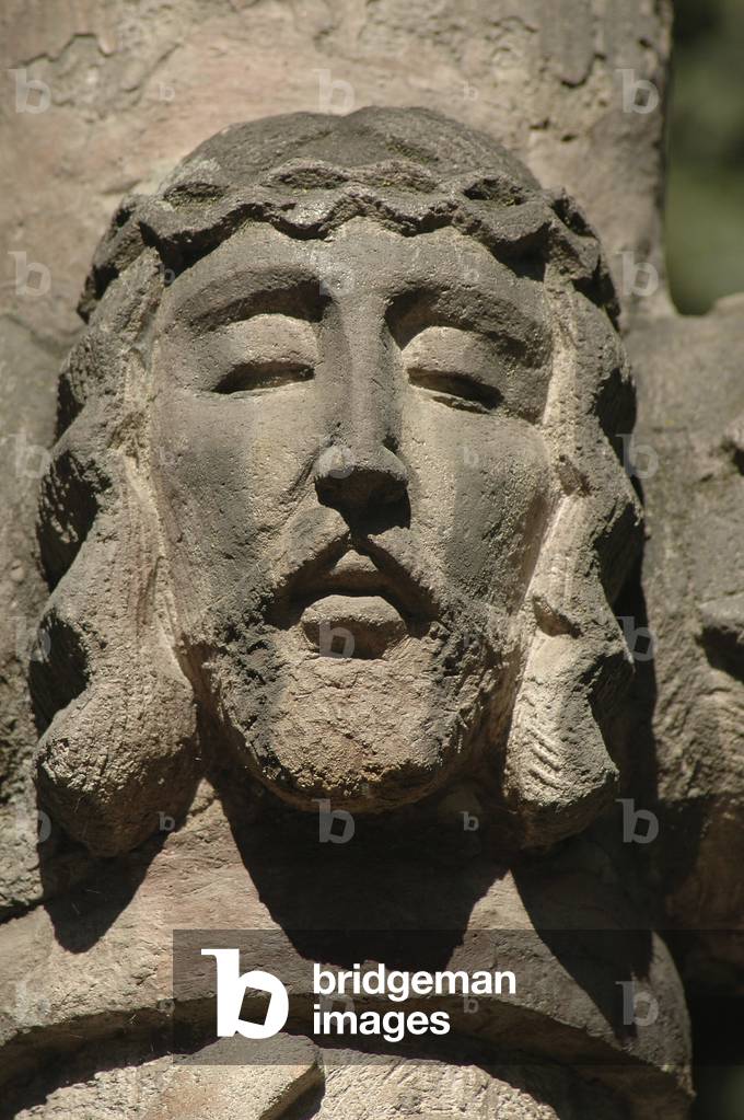 Mexico, Mexico City, San Angel, Catholic Church of San Jacinto, traditional Mexican cross, face of Christ