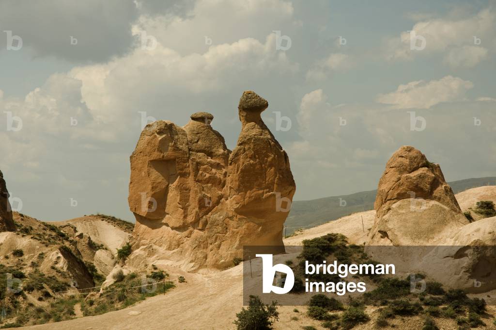 Asia, Turkey, Cappadocia, Urgup (Űrgűp), typical Cappadocian scenery with unusual rock formations, Camel Rock