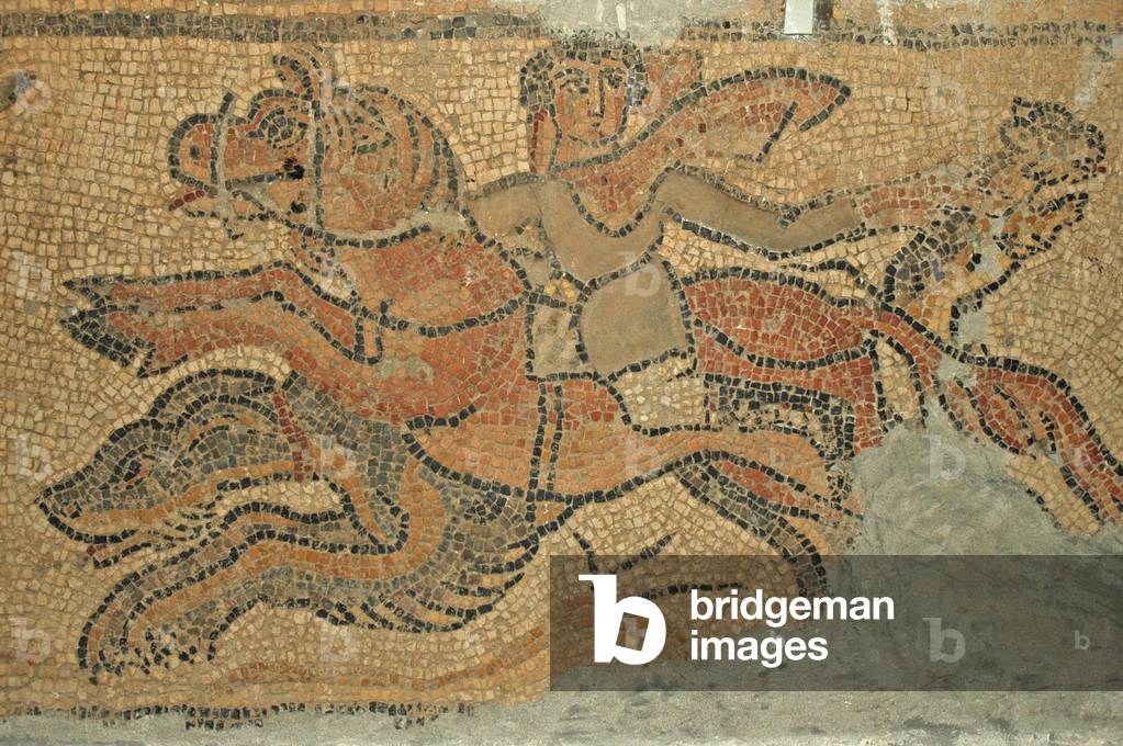 Libya, Roman mosaic of horseman hunting