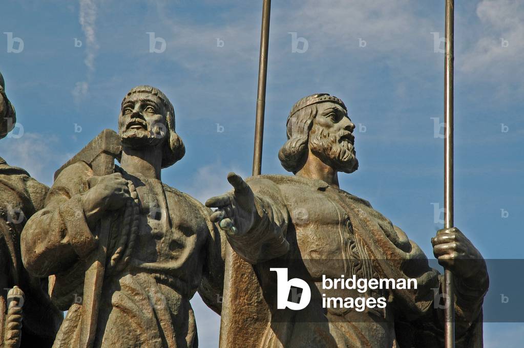 Ukraine, Kiev, Founders (three brothers and sister) of Kiev Monument detail