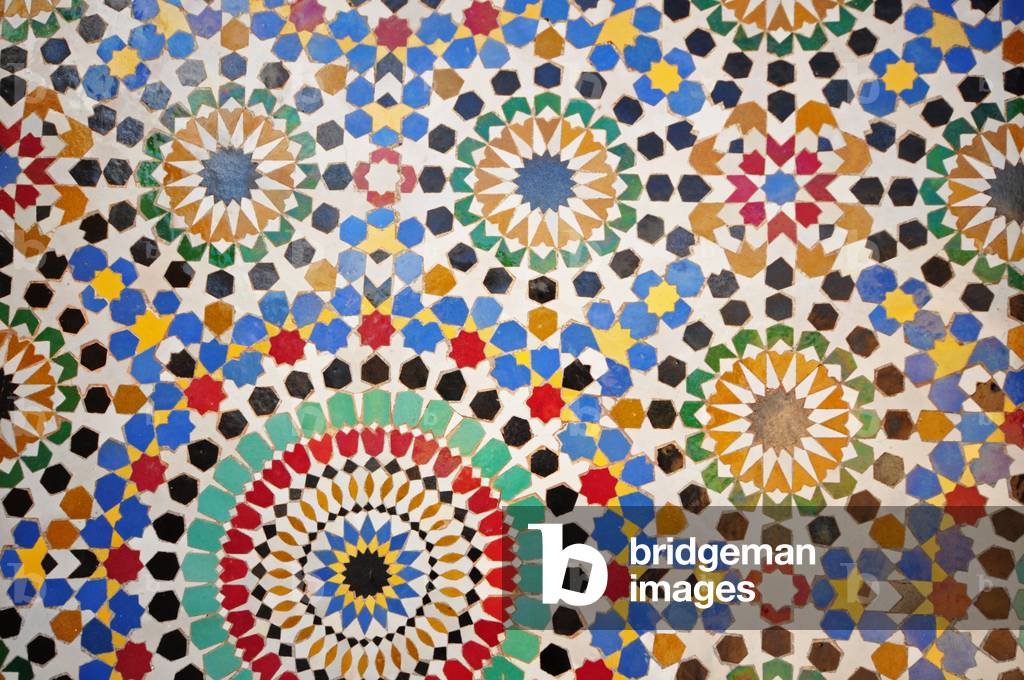 Mausoleum of King Mohammed V, tile decoration on the building. Rabat Morocco