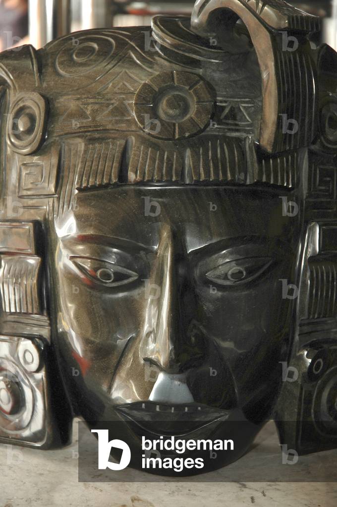 Mexico, Mexico City, Teotihuacan, replica statuette of priest