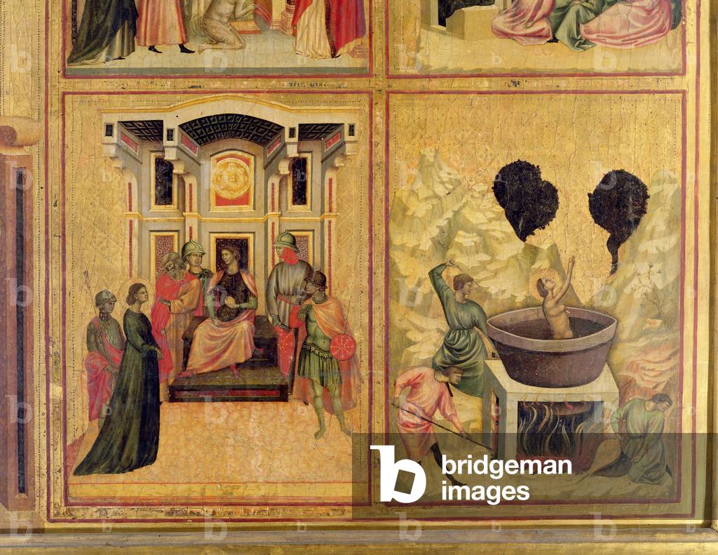 Santa Cecilia e Scene dalla sua vita: due scene raffiguranti Santa Cecilia portate davanti al prefetto (a sini