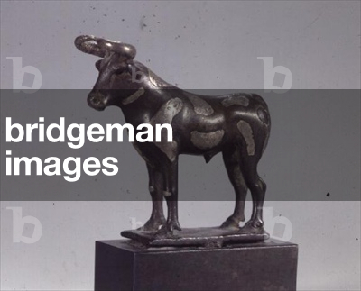 Pied bull figurine, early Dynastic Period, c.2500 BC (bronze inlaid with silver)