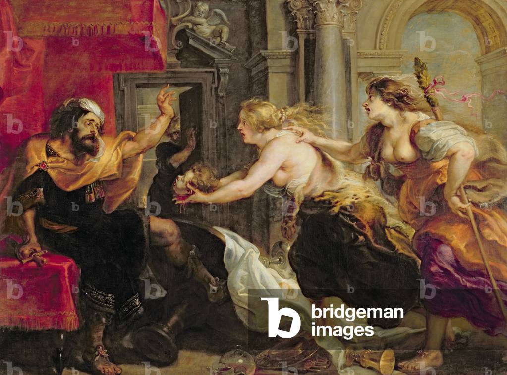 Tereus konfrontiert mit dem Kopf seines Sohnes Itylus, 1637 (Öl auf Tafel)