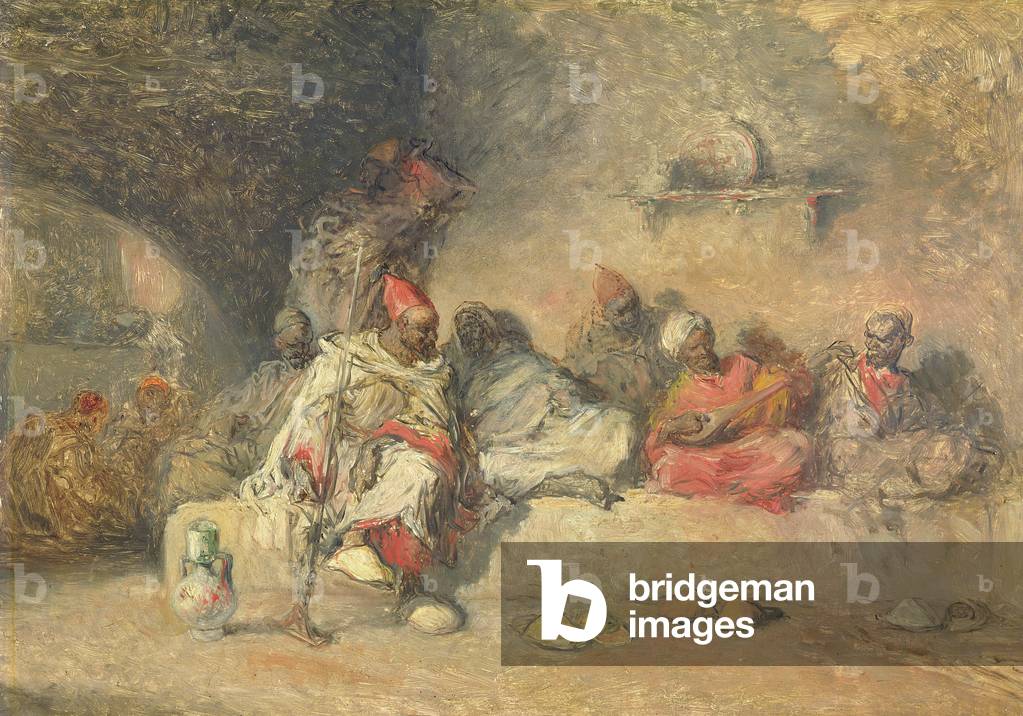 Bild von Gemälde "Eine Gruppe von Mauren (Öl auf Leinwand)", 19. Jahrhundert von Francisco Lameyer
