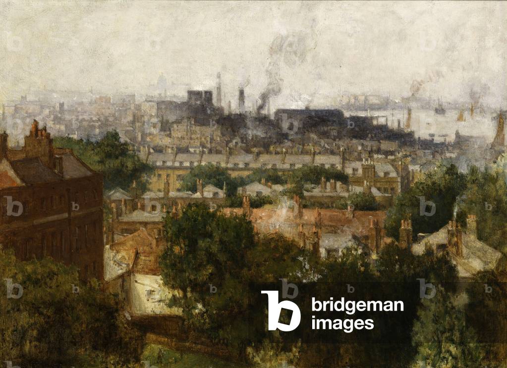 London and the Thames from Greenwich, c.1890 (oil on canvas)