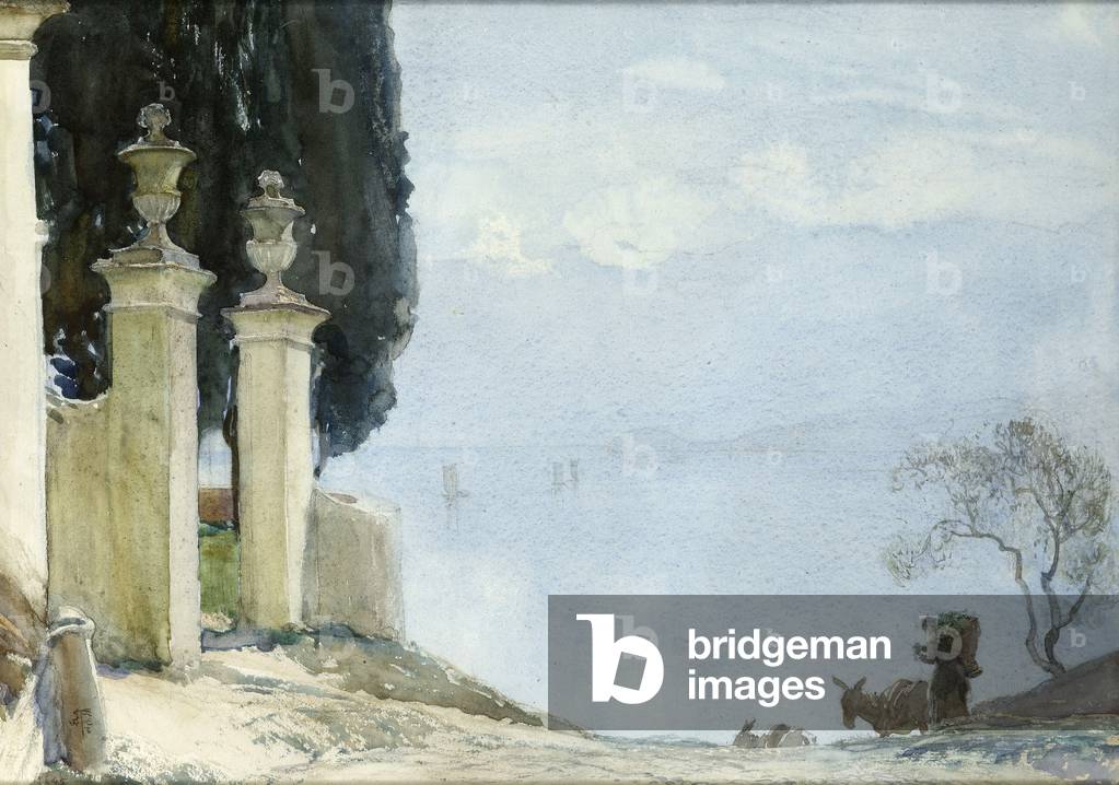 A Blue Day on Como, c.1900 (w/c on paper)