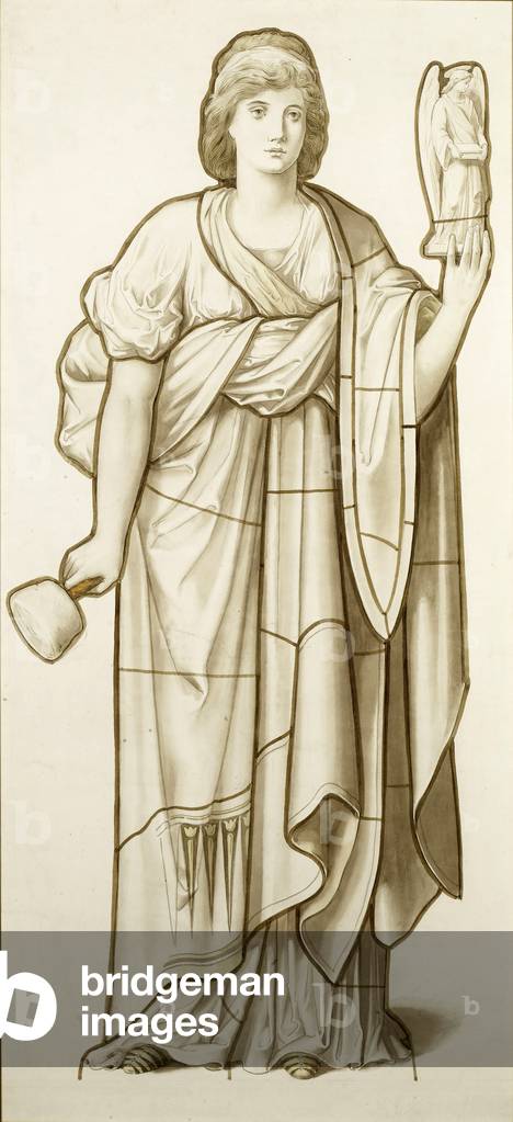 Muse of Sculpture - Cartoon for Stained Glass, c.1890 (w/c on paper)