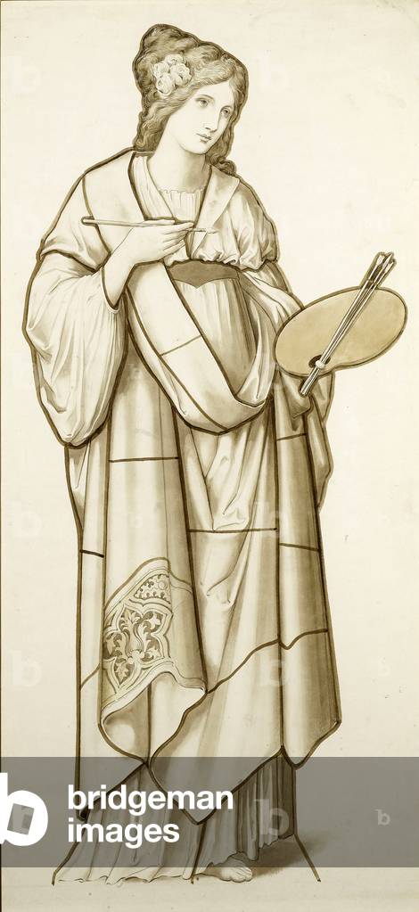 Muse of Painting - Cartoon for Stained Glass, c.1890 (w/c on paper)